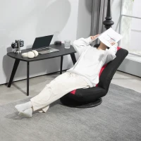HOMCOM Folding Floor Chair for Adults Teens, 360 Degree Swivel Gaming Chair, 6 Positions Adjustable Lazy Sofa Chair, Red(m-8)