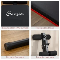 Soozier Sit Up Bench Core Workout Adjustable Thigh Support Foldable For Home Gym Exercise Black(m-7)