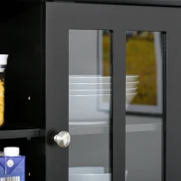 HOMCOM Freestanding 67" Kitchen Buffet with Hutch, Pantry Cabinet with Microwave Stand, Adjustable Shelf, 2 Drawers, Cupboard, Black(m-8)