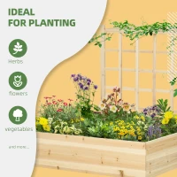 Outsunny Wood Planter Box with Trellis for Climbing Plants, Raised Garden Bed for Outdoor Flowers Herbs, 43"x46"x47", Natural(m-6)