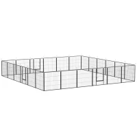 PawHut 24 Panel 31.5" Height Heavy Duty Dog Playpen for Small Medium Dogs, Grey(m-2)