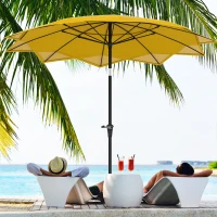 Outsunny 8.5FT Parasol with 10 Ribs, Air Vents, Crank Handle & Tilt for Outdoor, Garden and Pool, Yellow(m-8)