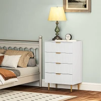 HOMCOM Modern Chest of Drawers 4 Drawer Dresser for Bedroom with Gold Legs and Handles, White(m-8)