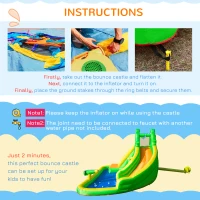 Outsunny 6 in 1 Inflatable Water Slide for Kids Backyard Water Park Castle Bounce House Extra Large Crocodile Style with Basket, Cannon, Pool, Climbing Wall, Slide and Carrybag Without Air Blower(m-5)
