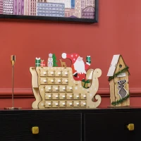 HOMCOM Wooden Christmas Advent Calendar with 24 Countdown Drawers, Reusable Holiday Decor Xmas Gift for Kids Adults, Natural(m-10)