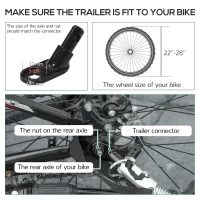 Aosom Bike Trailer, Bicycle Cargo Carrier with Suspension, Triple Safety Features, 16" Wheels, Hitch, Steel Frame, Black(m-9)