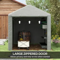 Outsunny Portable Bicycle Shed with Galvanized Steel Frame and Large Door, Waterproof Outdoor Shed for Garden Tools, Light Grey(m-4)