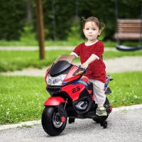 Aosom Kids Motorcycle with Training Wheels, 12V 7AH Battery-Operated Motorbike for Kids with Lights, Music, up to 3.7 Mph, Red(m-8)