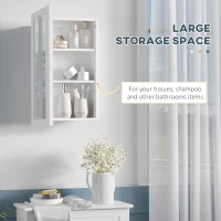 kleankin Wall-Mounted Medicine Cabinet with Mirror, Bathroom Mirror Cabinet with Single Door and Adjustable Shelves, White(m-5)