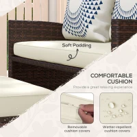 Outsunny 3 Pieces PE Rattan Patio Furniture with Cushions, Outdoor Wicker Conversation Sofa Sets w/ Footstools and Two Pillows, for Poolside, Backyard, Garden, Beige(m-5)