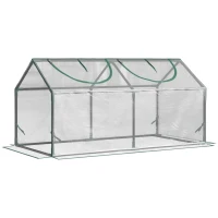 Outsunny 4' x 2' x 2' Portable Mini Greenhouse, Small Green House with PVC Cover, Roll-up Zippered Windows for Indoor, Outdoor Garden, Clear(m-1)