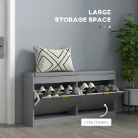 HOMCOM Shoe Storage with Seat, Upholstered Hallway Bench, Shoe Bench with 2 Flip Drawers and 4 Vents for 8 Pairs of Shoes(m-4)