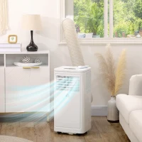 HOMCOM 10000 BTU Portable Air Conditioner Fan w/ Remote for Rooms Up to 441 Sq. Ft., Evaporative Cooler AC Unit White(m-10)