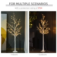 Outsunny 5FT Garden Birch Tree Light with 58 Warm LEDs and 8 Light Modes, DIY Artificial Tree Lamp for Outdoor and Indoor Birthday Wedding Party(m-6)