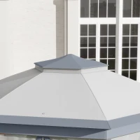 Outsunny 13' x 13' Pop Up Gazebo Hexagonal Canopy Shelter with 6 Zippered Mesh Netting for Patio Backyard Garden Wedding Party(m-8)