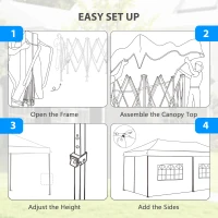 Outsunny 20x10 Pop Up Canopy with 6 Removable Sidewall, Carry Bag and 6 Sand Bags, Height Adjustable Instant Sun Shelter, White(m-4)