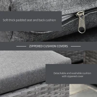 Outsunny 3-Piece Patio Furniture Set Modern Sectional Sofa Rattan Chair Wicker Conversation Set Outdoor Hand Woven Rattan Wicker Furniture Patio Coffee Table Sofa Set, Grey(m-5)