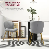 HOMCOM Dining Chairs Set of 2, Modern Accent Chair with Cushioned Backrest, Upholstery for Living Room, Grey(m-4)