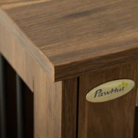 PawHut Dog Crate Furniture, Wooden End Table Furniture with Lockable Magnetic Doors, Small & Medium Size Pet Kennel Indoor Animal Cage, Brown(m-9)