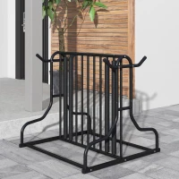 Soozier All-Steel Bike Rack, 35" Bike Stand, 4-Bike Capacity, Dual-Side, for Garages Streets Yards Schools(m-8)