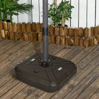 Outsunny Fillable Patio Cantilever Umbrella Base with Wheels, Heavy-duty Offset Umbrella Weights with Easy-Fill Spouts, Steel Cross Base, 430lbs Sand or 375lbs Water Filled, Coffee(m-10)