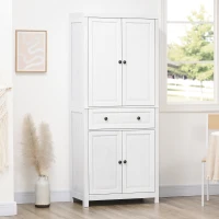 HOMCOM 72" Wood Kitchen Pantry Cabinet,Storage Organizer with Drawer and 2 Adjustable Shelves, Soft Close, White(m-10)