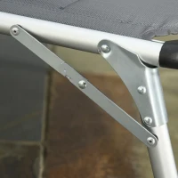 Outsunny Folding Lounge Chair Outdoor 5-Level Reclining Chaise Lounge Chair Outdoor Camping Tanning Chair with Aluminum Frame, Padding, and Headrest for Beach, Yard, Patio, Pool, Gray(m-9)