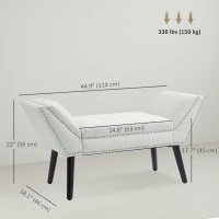 HOMCOM Modern Upholstered Bench, End of Bed Bench for Bedroom, Hallway Bench with Arms and Nailhead Trim(m-3)