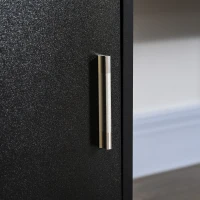 HOMCOM 57" Computer Desk with Drawers, Home Office Desk with Keyboard Tray, Open Shelves and Lockable Drawer, Writing Workstation for Study, Black(m-7)