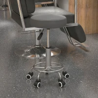 Vinsetto Salon Stool with Adjustable Height, PU Leather Barber Rolling Massage Tattoo Chair for Bar Beauty SPA, Grey(m-8)