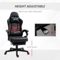 Vinsetto Racing Gaming Chair Diamond PU Leather Office Gamer Chair High Back Swivel Recliner with Footrest, Lumbar Support, Adjustable Height, Black(m-4)