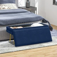 HOMCOM 39" Storage Ottoman, Velvet End of Bed Bench with Steel Legs, Foot Stool with Storage for Bedroom, Living Room(m-9)