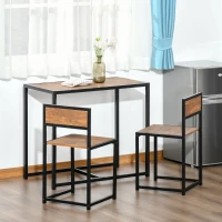 HOMCOM 3-Piece Industrial Dining Table Set for 2, Kitchen Table and Chairs, Dining Room Sets for Small Spaces, Rustic Brown(m-11)