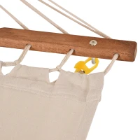 Outsunny Outdoor Hammock with Stand & Accessories, Heavy Duty Wooden Frame, Extra Large Sun Shade Canopy, Indoor Outside Boho Style Nap Bed, Natural Cotton, White(m-8)