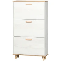 HOMCOM Modern Shoe Cabinet with 3 Flip Drawers and Adjustable Shelf, 12 Pair Shoe Storage Cabinet for Hallway, Entryway, White(m-11)