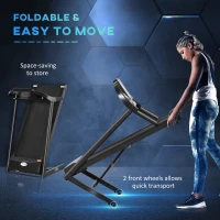 Soozier Folding Treadmill 1.5HP 7.45 MPH Max Speed Electric Motorised Running Jogging Walking Machine w/ 12 Preset Programs and LED Display for Home Gym Indoor Fitness Black(m-5)