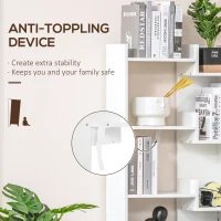 HOMCOM 6-Tier Tall Bookcase, Modern Storage Bookshelf, Display Shelves, Floor Standing Shelving, Display Rack for Living Room, Home Office, White(m-6)