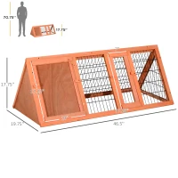 PawHut 47" Triangular Wooden Rabbit Hutch Bunny Guinea Pig House Small Animal Cage Backyard Garden Habitat(m-3)