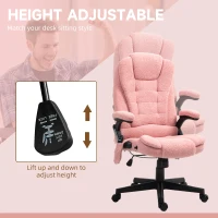 Vinsetto 6 Point Executive Office Chair with Heat, Velvet High Back Vibrating Massage Office Chair, Pink(m-5)