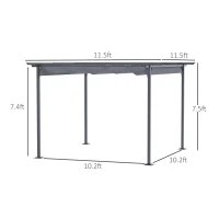 Outsunny 11.5' x 11.5' Outdoor Retractable Pergola Canopy, Metal Patio Shade Shelter for Backyard, Porch Party, Garden, Grill Gazebo, Gray(m-3)