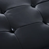 HomCom 44" Tufted Faux Leather Ottoman Storage Bench With Shoe Rack - Black(m-8)