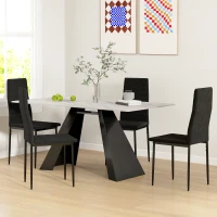 HOMCOM Modern Dining Chairs, Set of 4, High Back Upholstery and Metal Legs for the Living Room, Kitchen, Home Office, Black(m-4)