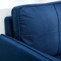 HOMCOM 56" Loveseat Sofa for Bedroom Upholstered 2 Seater Couch with Back Cushions and Pillows, Blue(m-9)