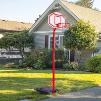 Soozier 6.9-8.5FT Basketball Hoop, Outdoor Adjustable Basketball Goal with Shatterproof Backboard, Built-in Wheels, for Youth, Adults, Indoor, Outdoor(m-8)