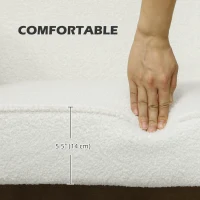 HOMCOM Boucle Fabric 2 Seater Sofa, Small Sofa Loveseat with Thick Padding and Wood Legs, Cream White(m-4)