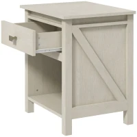 HOMCOM Bedside Table, Farmhouse Nightstand with with Drawer and Storage Shelf, Night Table for Bedroom, White(m-11)