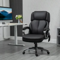 Vinsetto Big and Tall Strong Vibration Massage Office Chair, Swivel Microfiber High Back Chair, Computer Chair with Adjustable Height, 400 lbs, Black(m-10)