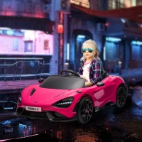 Qaba McLaren 765LT Licensed 12V Kids Electric Car w/ Scissor Doors, Transport Wheels, Remote, Slow Start, Music Horn Pink(m-1)