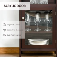 HOMCOM Wine Cabinet with 4 Bottle Wine Rack, Open Shelf, Acrylic Door Cabinet with Adjustable Shelf, Espresso(m-6)