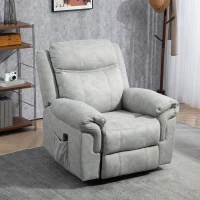 HOMCOM Manual Recliner Chair with Vibration Massage, Side Pockets, Microfibre Reclining Chair for Living Room, Grey(m-8)